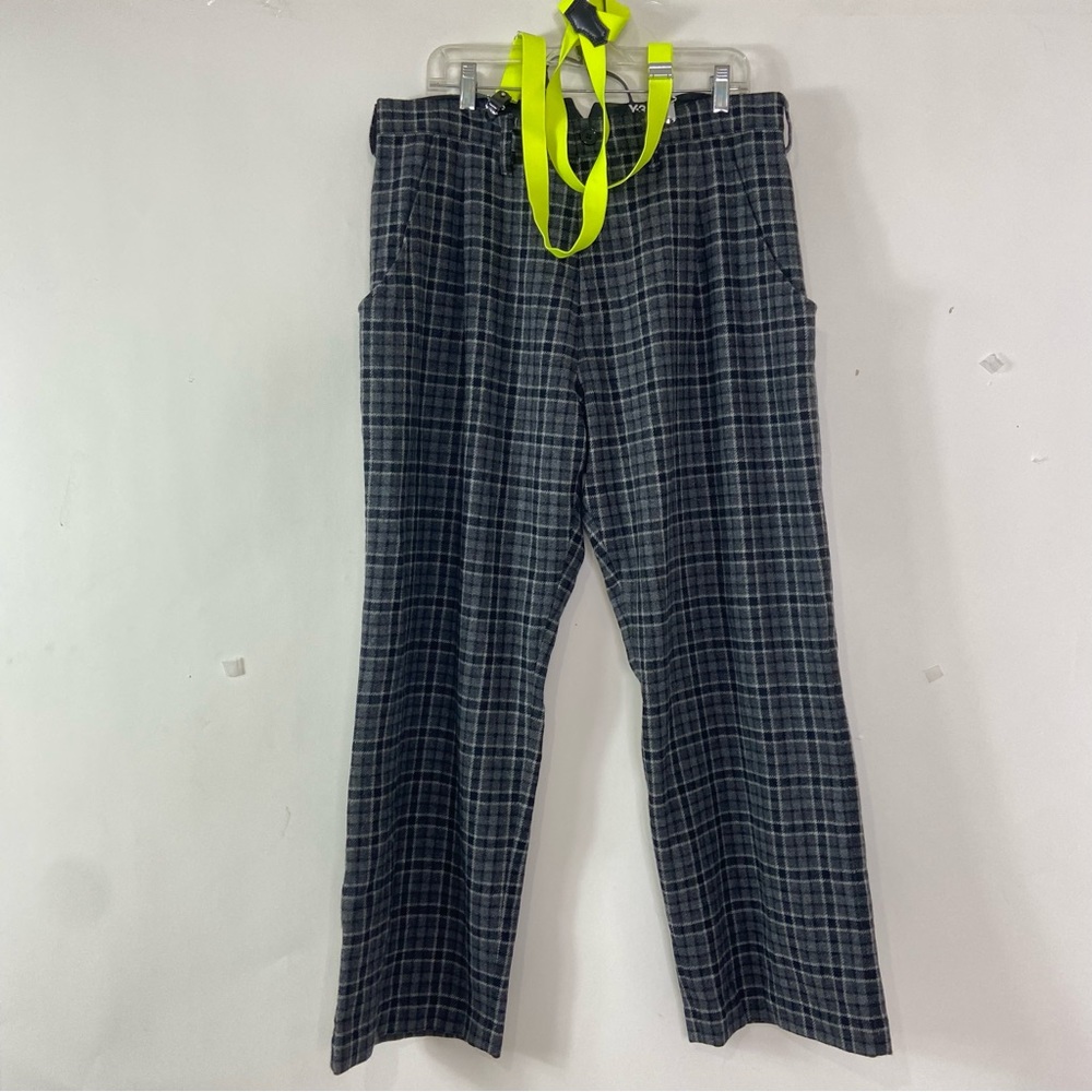 Men's Black Plaid Dress Pants - Classic Tailored Fit - Picture 3 of 12